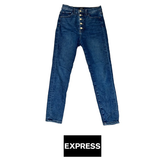 Express | Pearl Button High Waisted Skinny Jeans | Size 4S - Picture 1 of 4